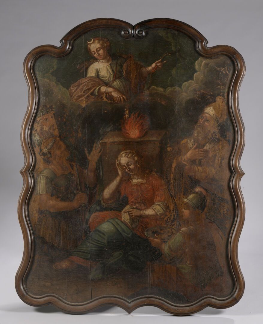 ÉCOLE FRANÇAISE de la fin du XVIIe siècle 17世纪末的法国学校

伊菲吉妮亚的祭祀

胡桃木板上的布面油画。

失踪。&hellip;