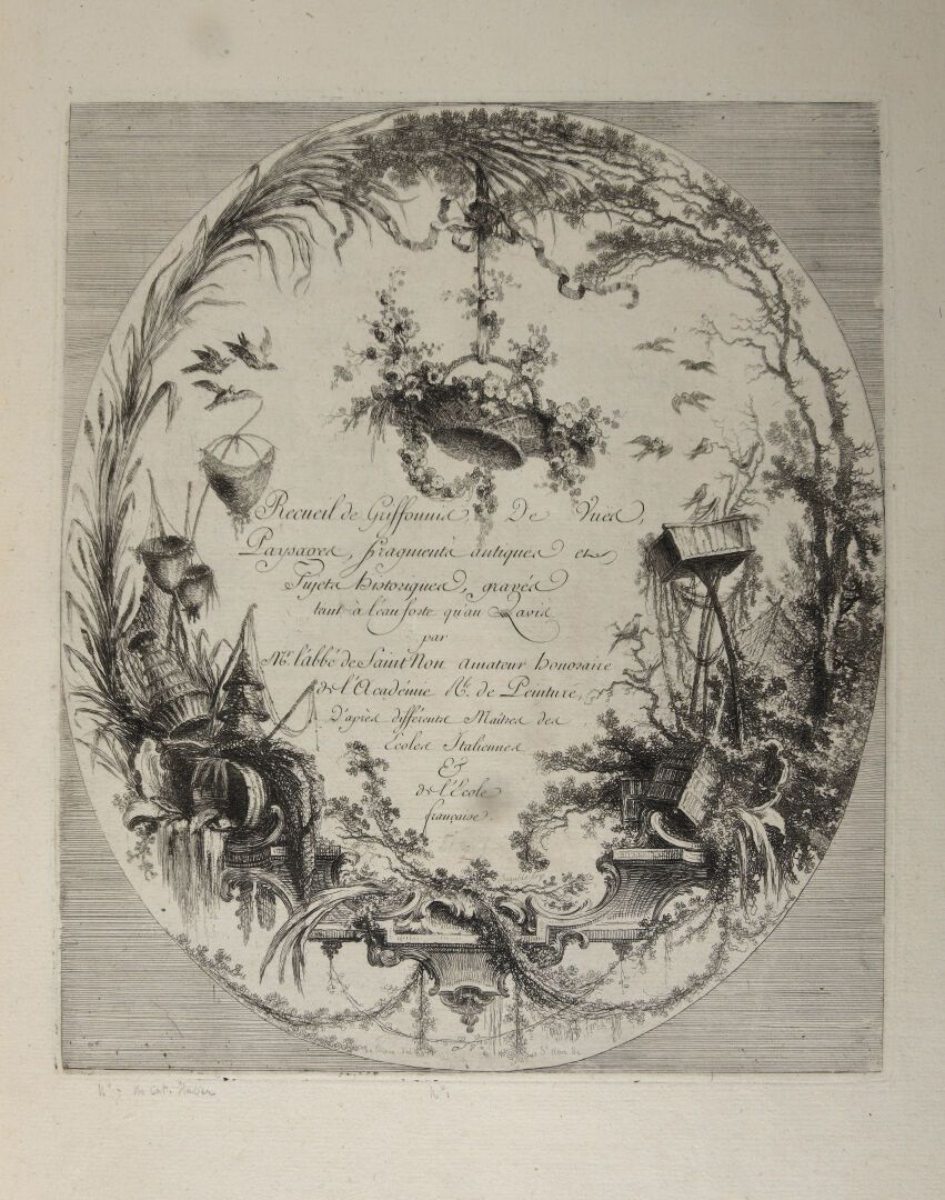 Null SAINT-NON（理查德-德）。收集的涂鸦、风景、古董碎片和历史主题（...）。[巴黎，Lavoye，s. D.（1755-1778）]。大对开本(&hellip;