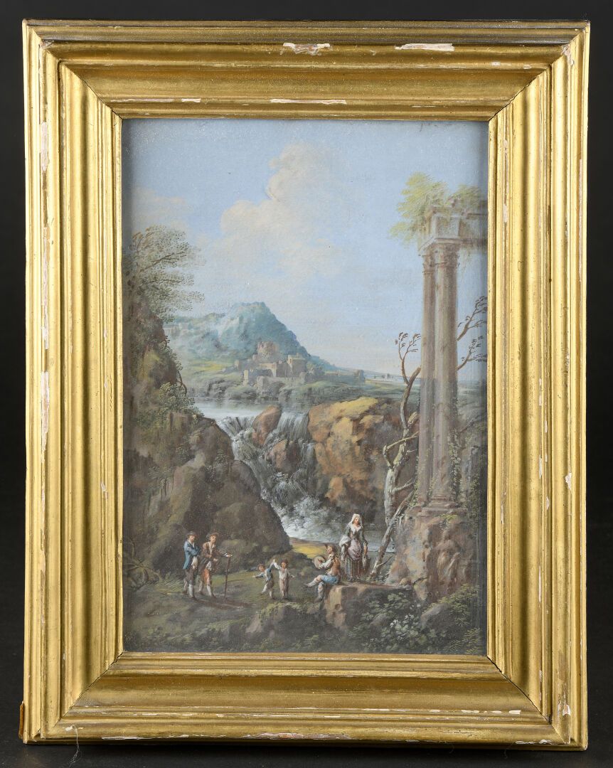 Null 18th century ITALIAN school
Animated landscapes
Suite of five gouaches on p&hellip;