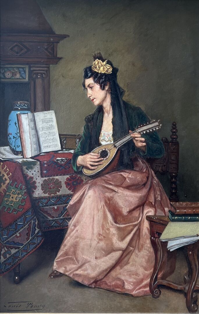 Null Louis Edmond POMEY (1831-1901)
Femme à la mandoline
Huile sur panneau.
Sign&hellip;