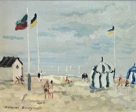 Null Jacques BOUYSSOU (1926-1997)
Sur la plage
Huile sur toile. 
Signée en bas à&hellip;