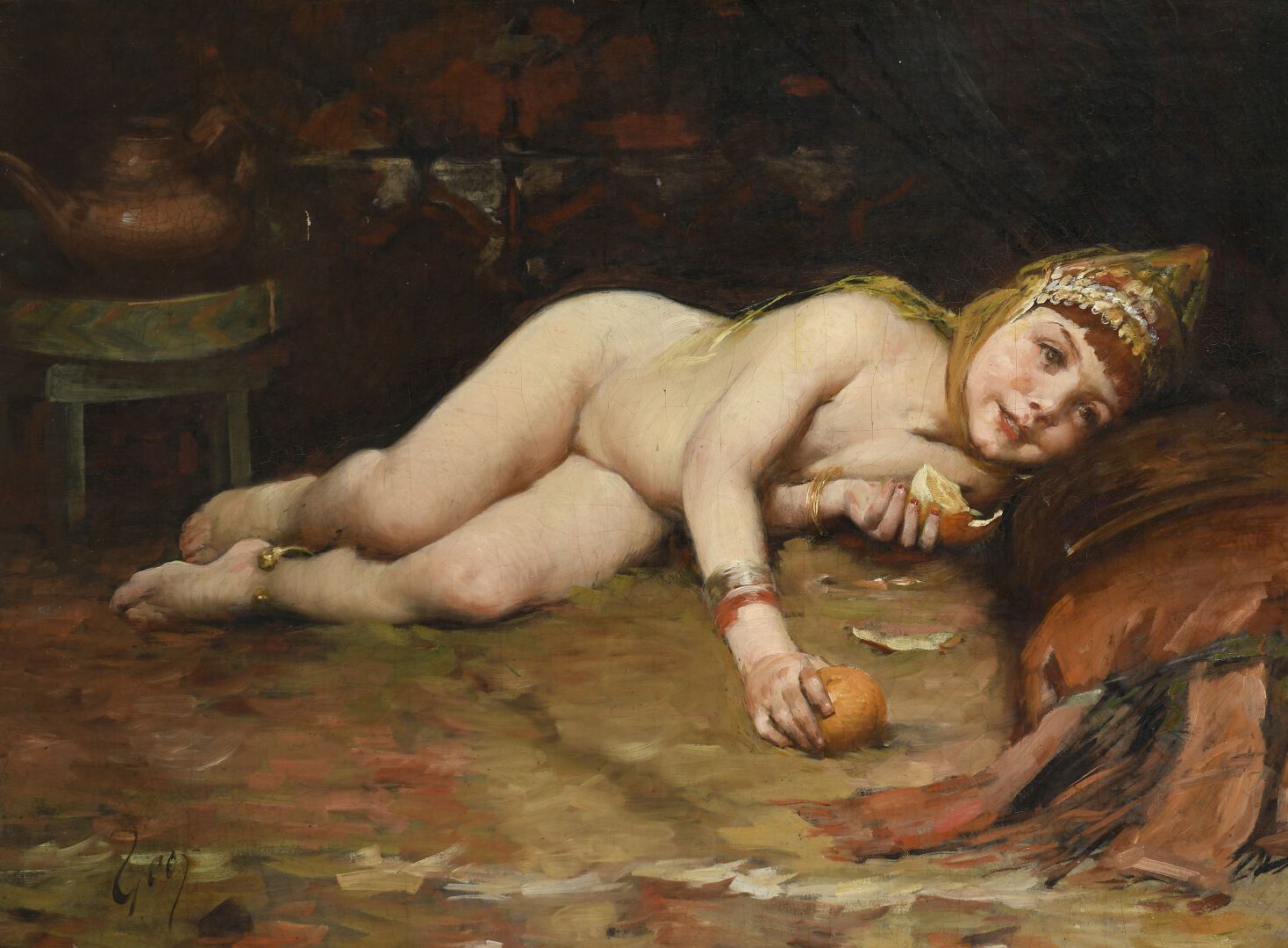 Null GÉO, Jean GEOFFROY dit (1853-1924)
Petite fille à l'orange
Huile sur toile.&hellip;