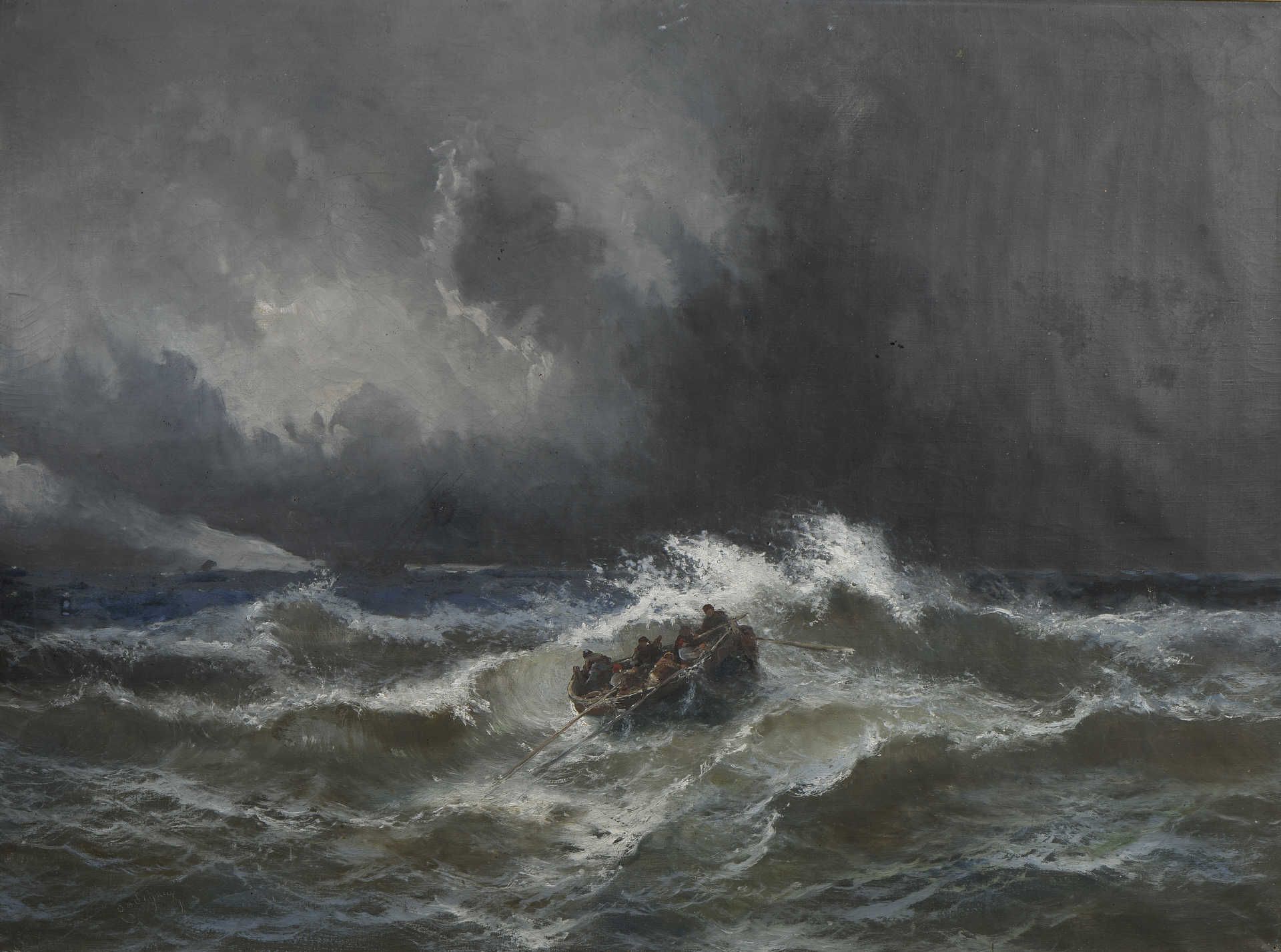 Null Alfred GODCHAUX (1835-1885)
Barque dans la tempête
Huile sur toile.
Signée &hellip;