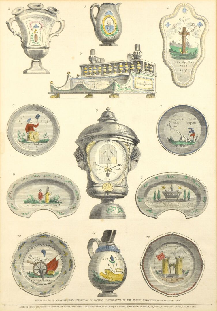 Null 英国学校1864年
钱弗勒里先生的陶器收藏标本，说明了法国革命的情况。
强化印刷。
37 x 25厘米