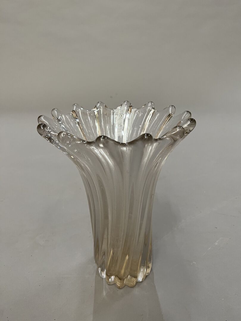 Null Godronierte Vase aus Kristall H. 26 cm