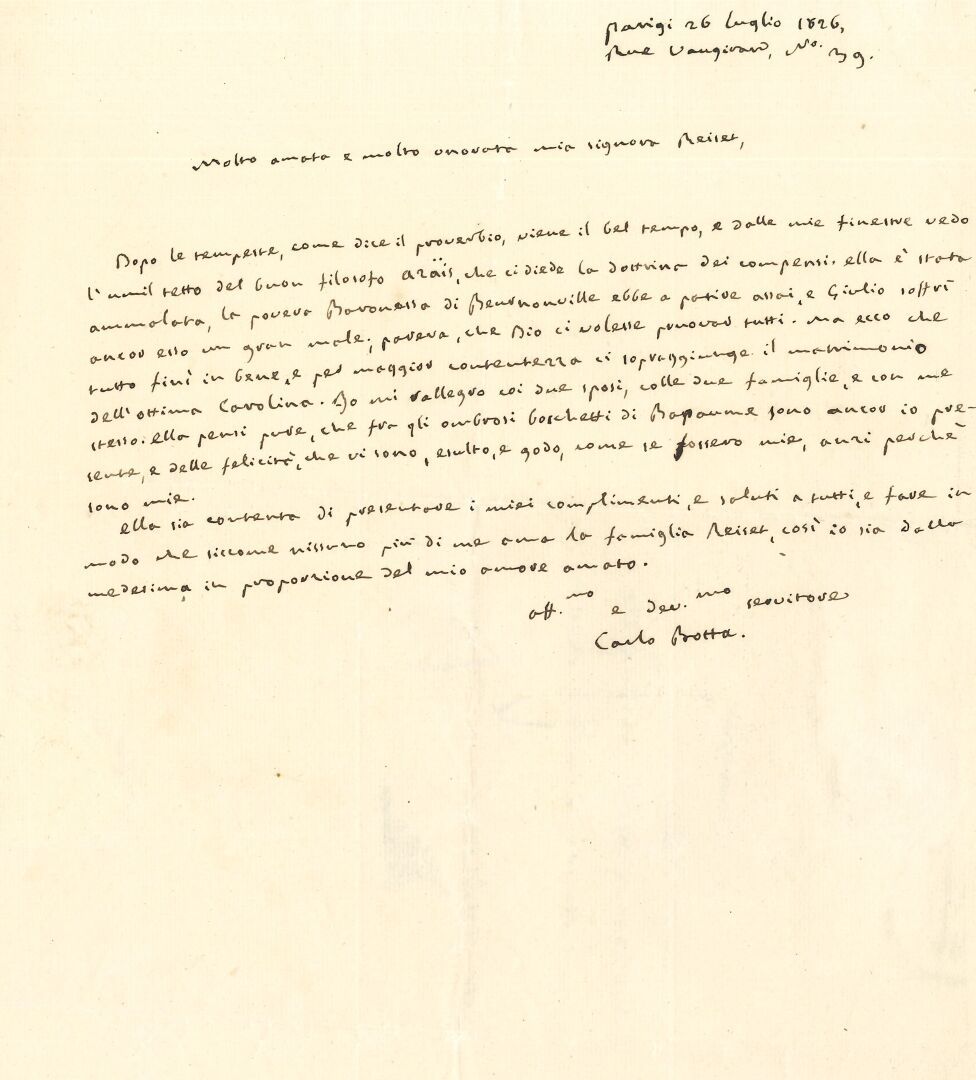 Null Carlo BOTTA (1766-1839) italienischer Historiker und Politiker. 7 autograph&hellip;