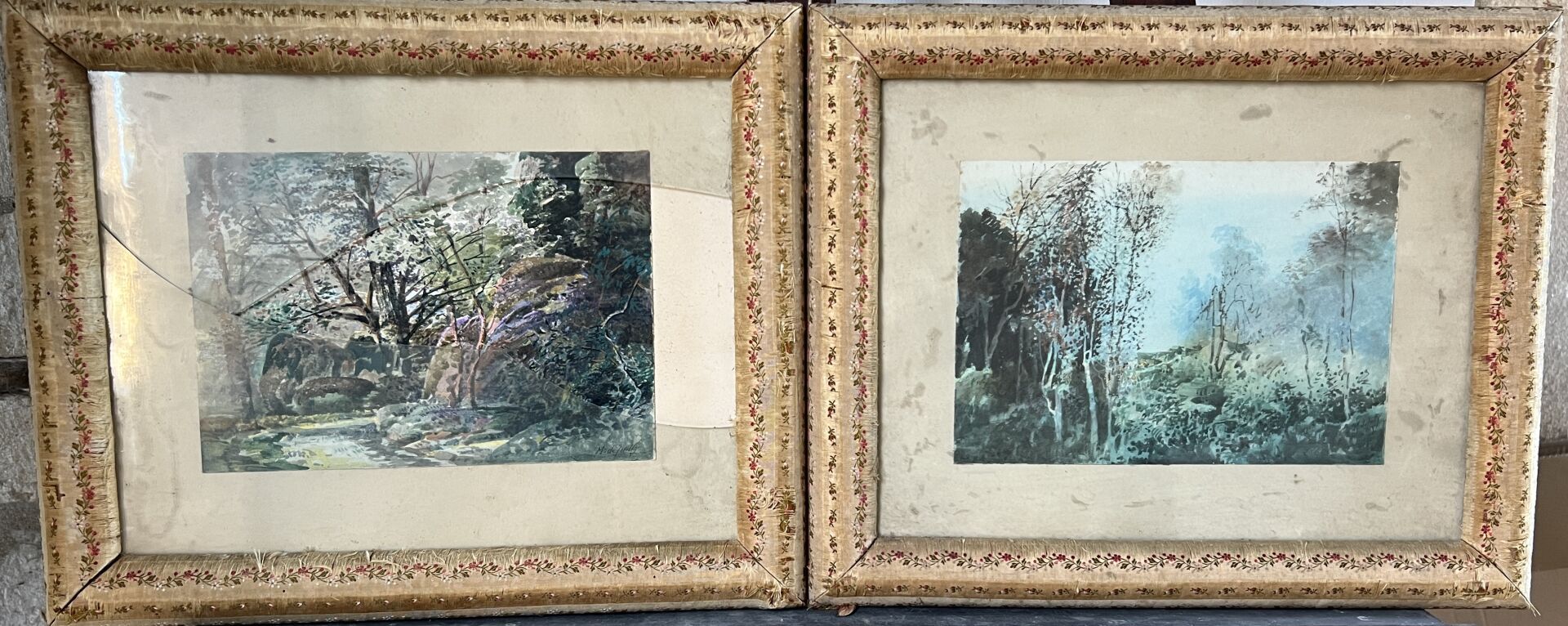 Null M. De JUILLY, XIXème
Forêts 
Paire d'aquarelles signées en bas à droite.
18&hellip;