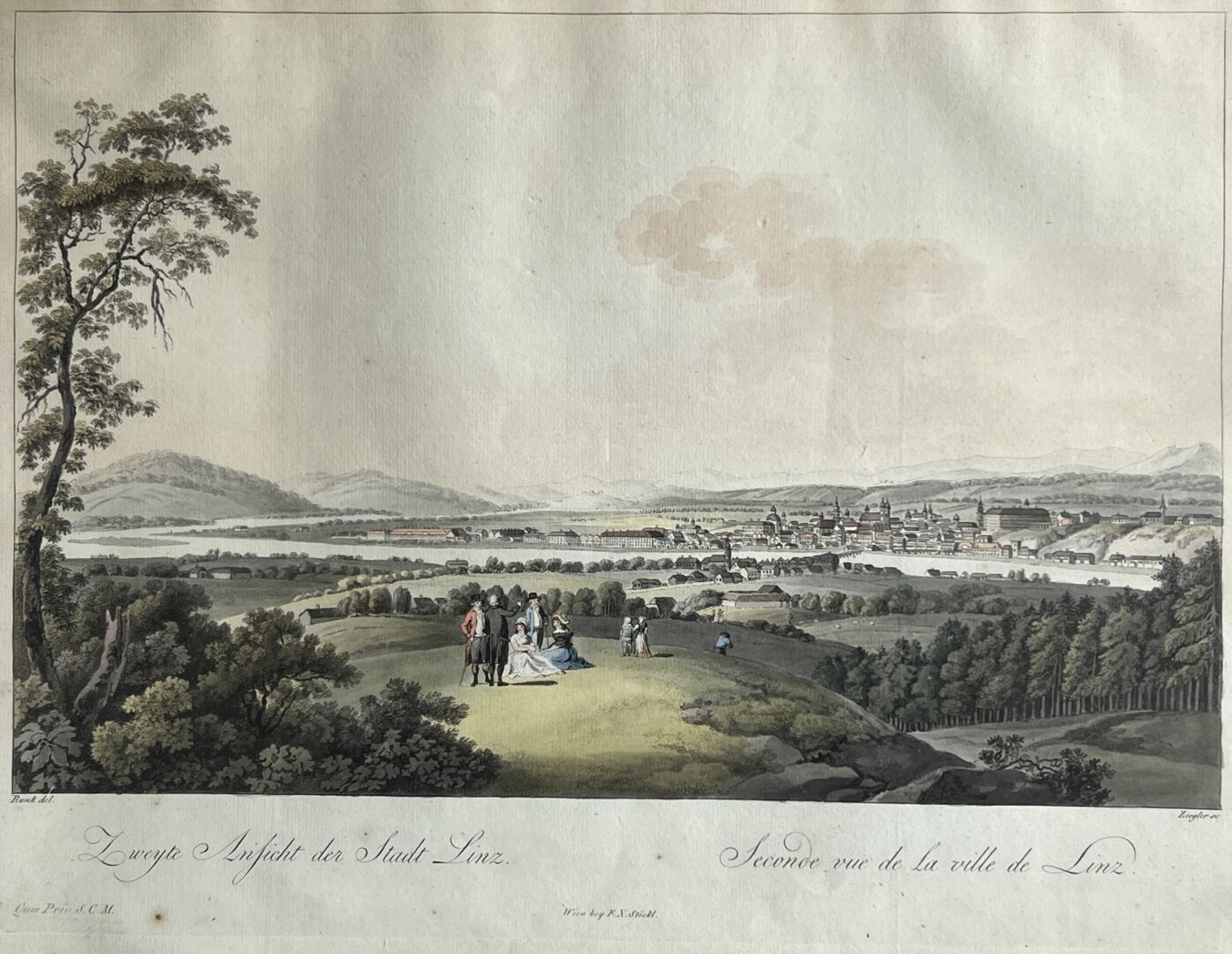 Null D'après Ferdinand RUNK (1764-1834)
Vue de la ville et des environs de Linz &hellip;