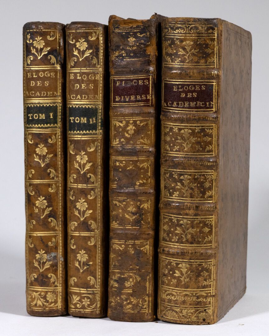[Éloges & panégyriques]. 4 volumes [Elogi e panegirici.] [Accademie]. ALEMBERT (&hellip;