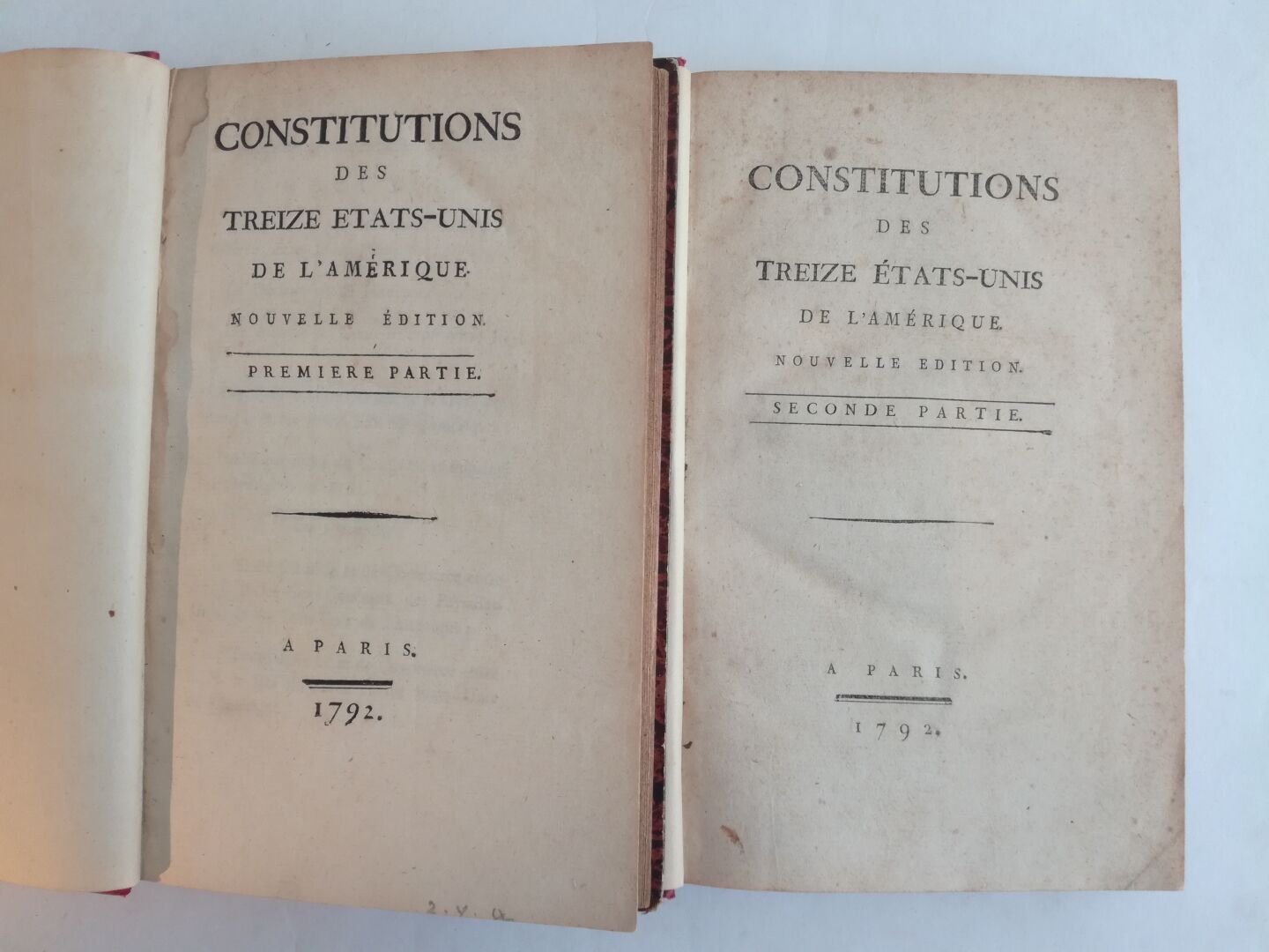 [Americana]. CONSTITUTIONS des treize États-Unis de l'Amérique. Nouvelle édition&hellip;
