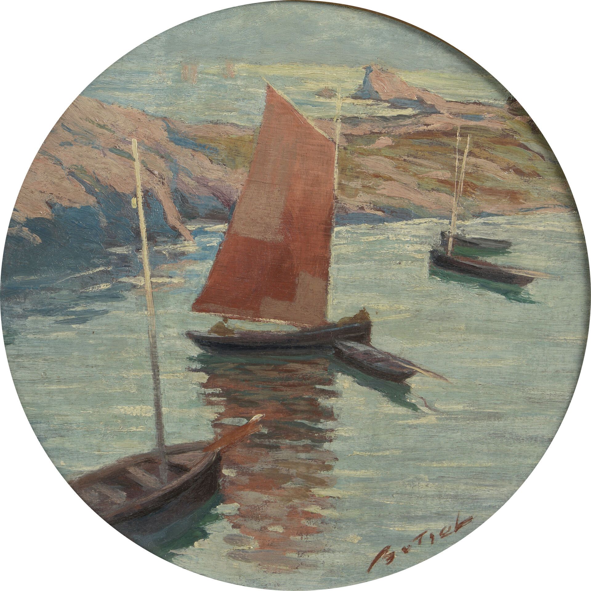 Null 马塞林-让-波特尔（1887-1933）
布雷哈特风景
画板油画。
右下方有签名。
长 22 厘米