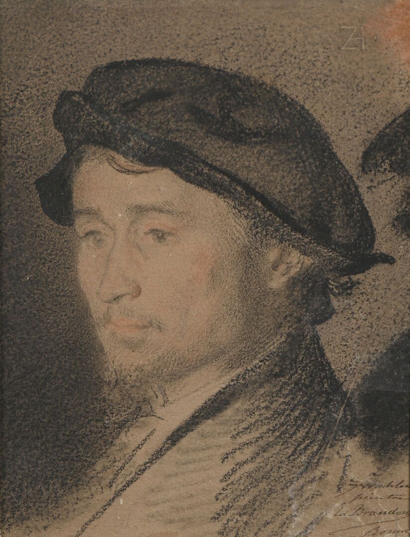 Null 爱德华-布兰登（1831-1897 年，巴黎）
推定为艺术家亚伯拉罕-兹瓦伦（1830-1903 年）身着 17 世纪服饰的肖像
斑驳纸张上的黑色粉笔&hellip;