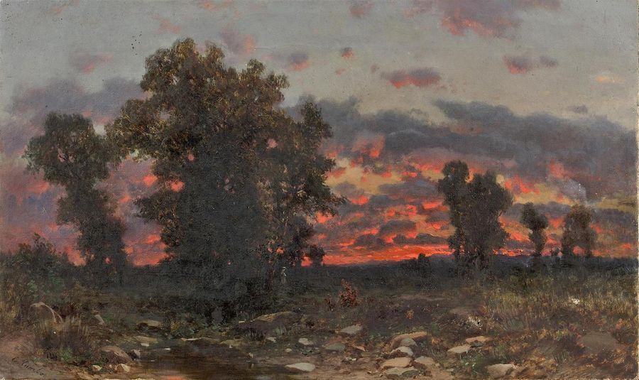 Null Ettore CUMBO (Messine, 1833 - ? 1899)
Paysage au crépuscule
Toile.
Accident&hellip;