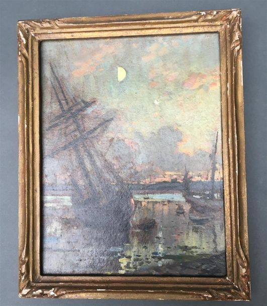 Null Alexandre Nozal (1852-1929)
Bateau au clair de lune
Huile sur carton
23.5 x&hellip;