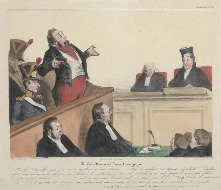 Null D'après Daumier , vers 1830
Robert Macaire devant ses juges
Gravure en coul&hellip;