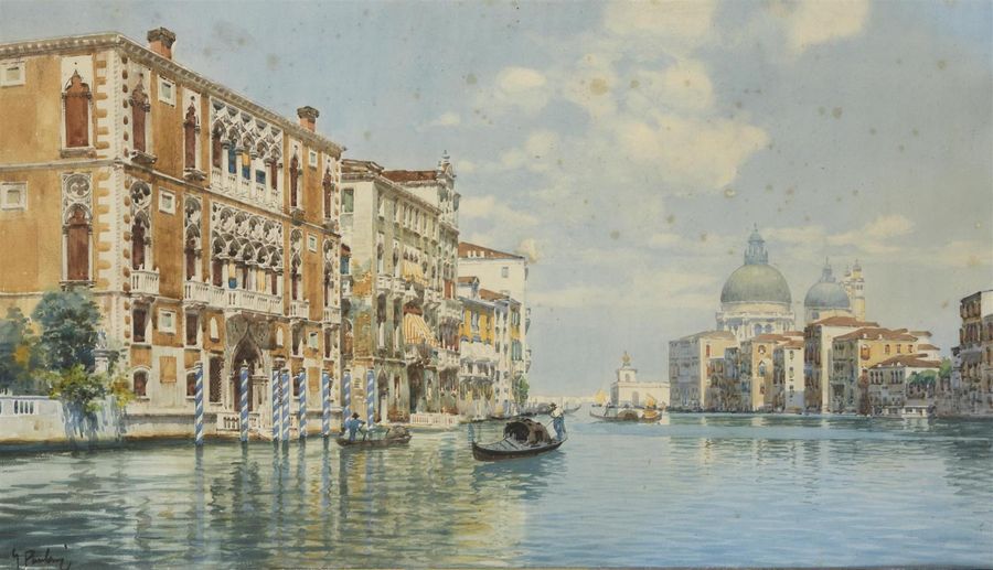 Null Ecole du XIX è 
Venise, le grand canal
aquarelle signée en bas à gaucheilli&hellip;