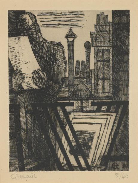 Null Marcel GROMAIRE (1892-1971)
Paysage imaginaire dans une galerie d'art
Litho&hellip;