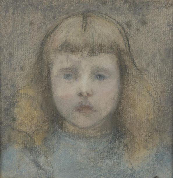Null Ecole belge début du XXème siècle, Portrait de Jeanne d'Ursel. Pastel signé&hellip;