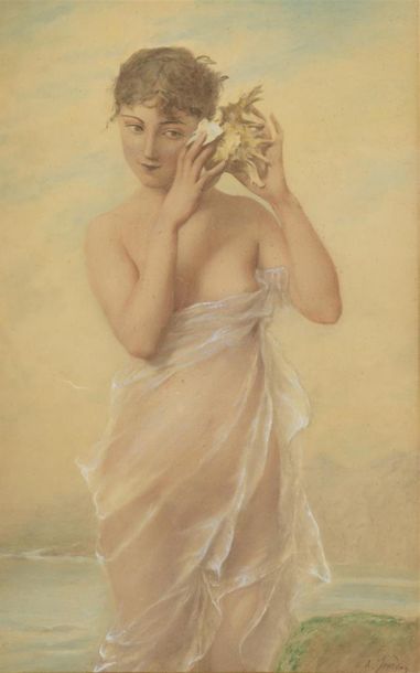 Null Adolphe JOURDAN(1825-1889)
Jeune fille à la coquille
aquarelle signée en ba&hellip;