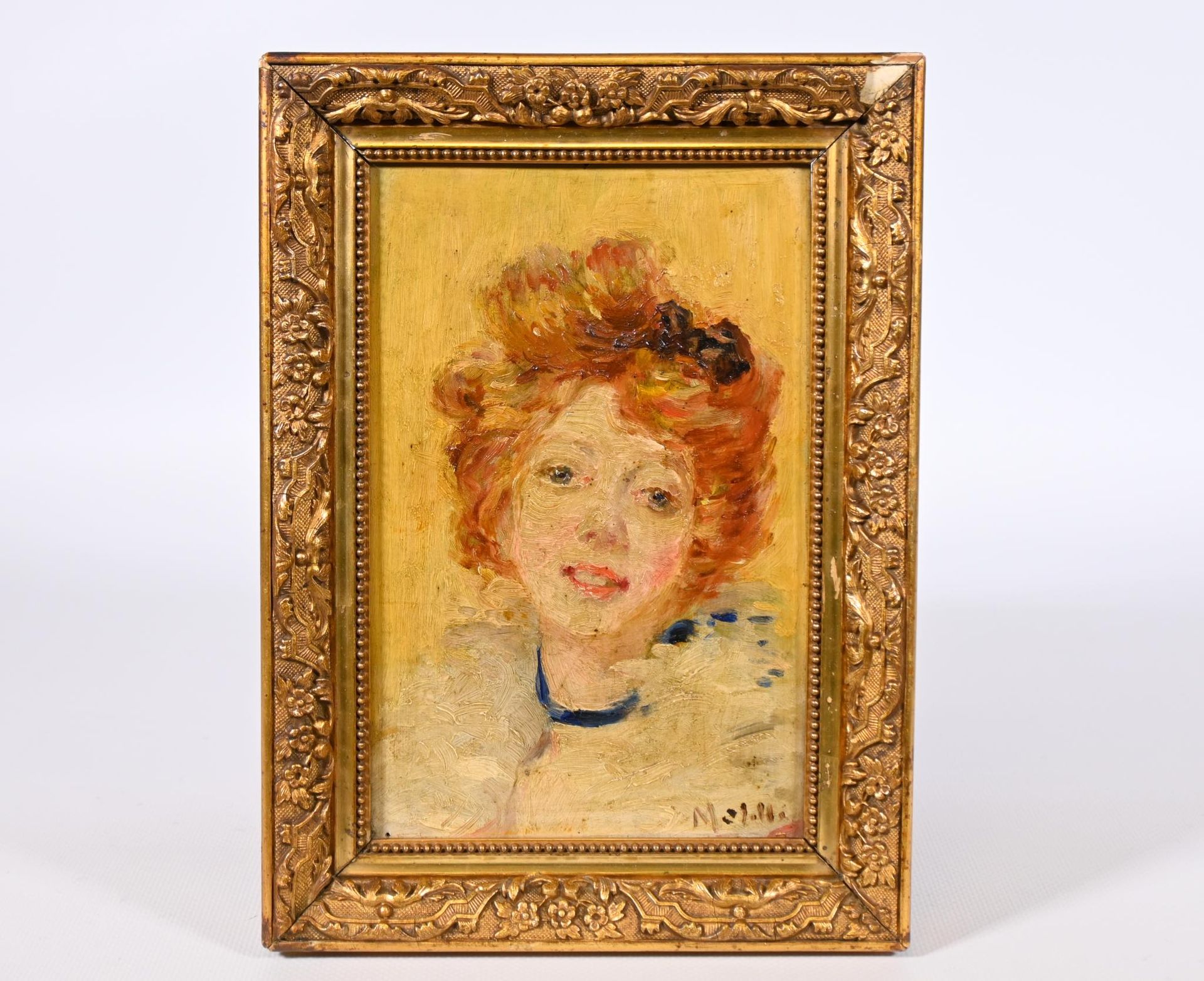 Null Ecole vers 1900, hsp figurant un portrait de femme, sbd (21x13.5 cm) cadre