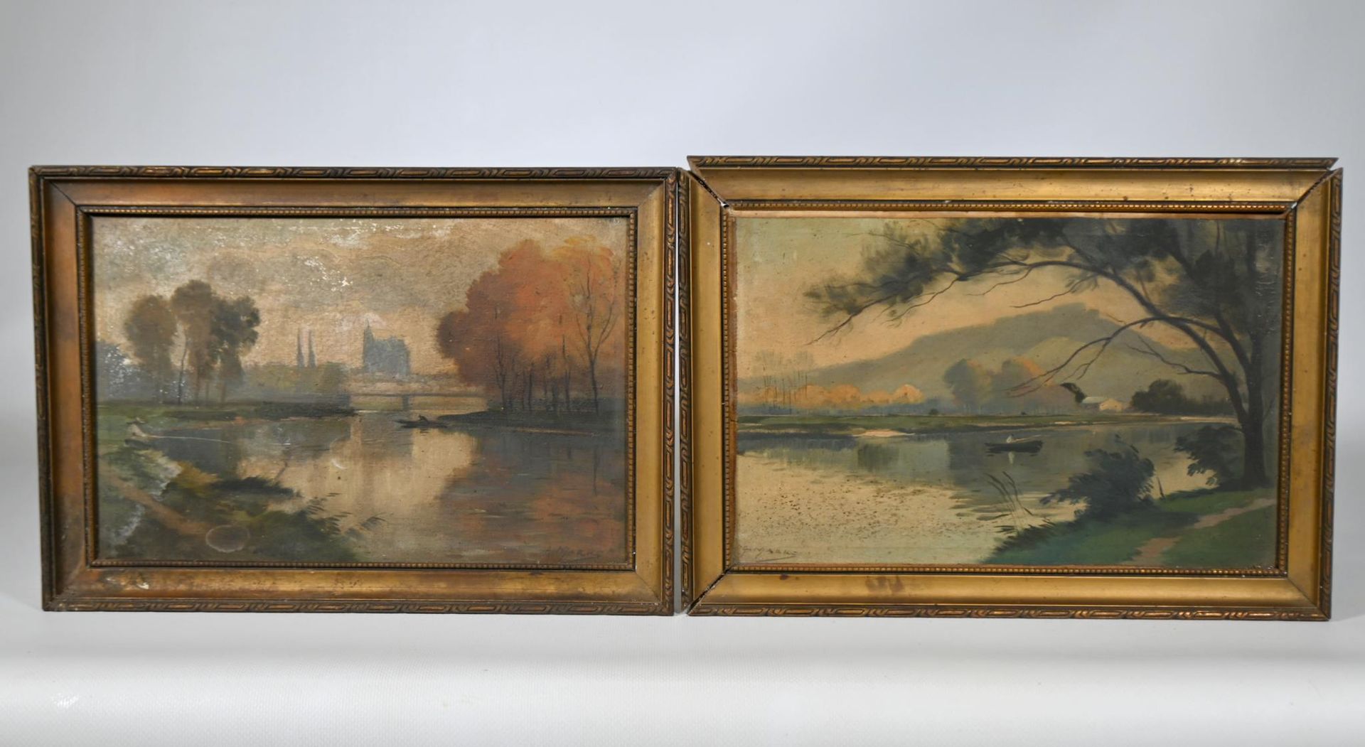 Null Henri Marre (1858-1927) paire d'hsp figurant des paysages lacustres, l'une &hellip;