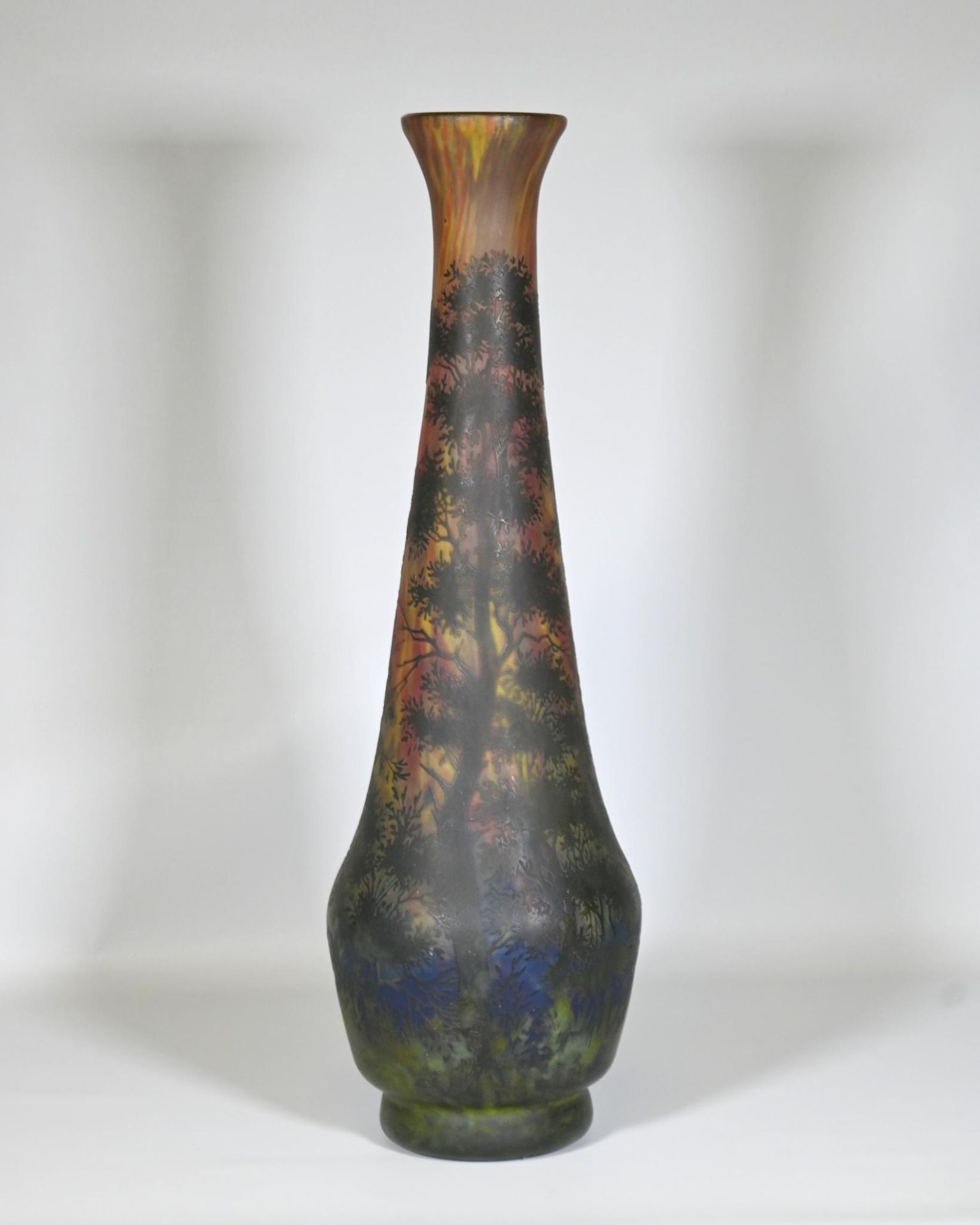 Null Daum, Nancy, circa 1900, multi-layered glass vase on pedestal with panelled&hellip;