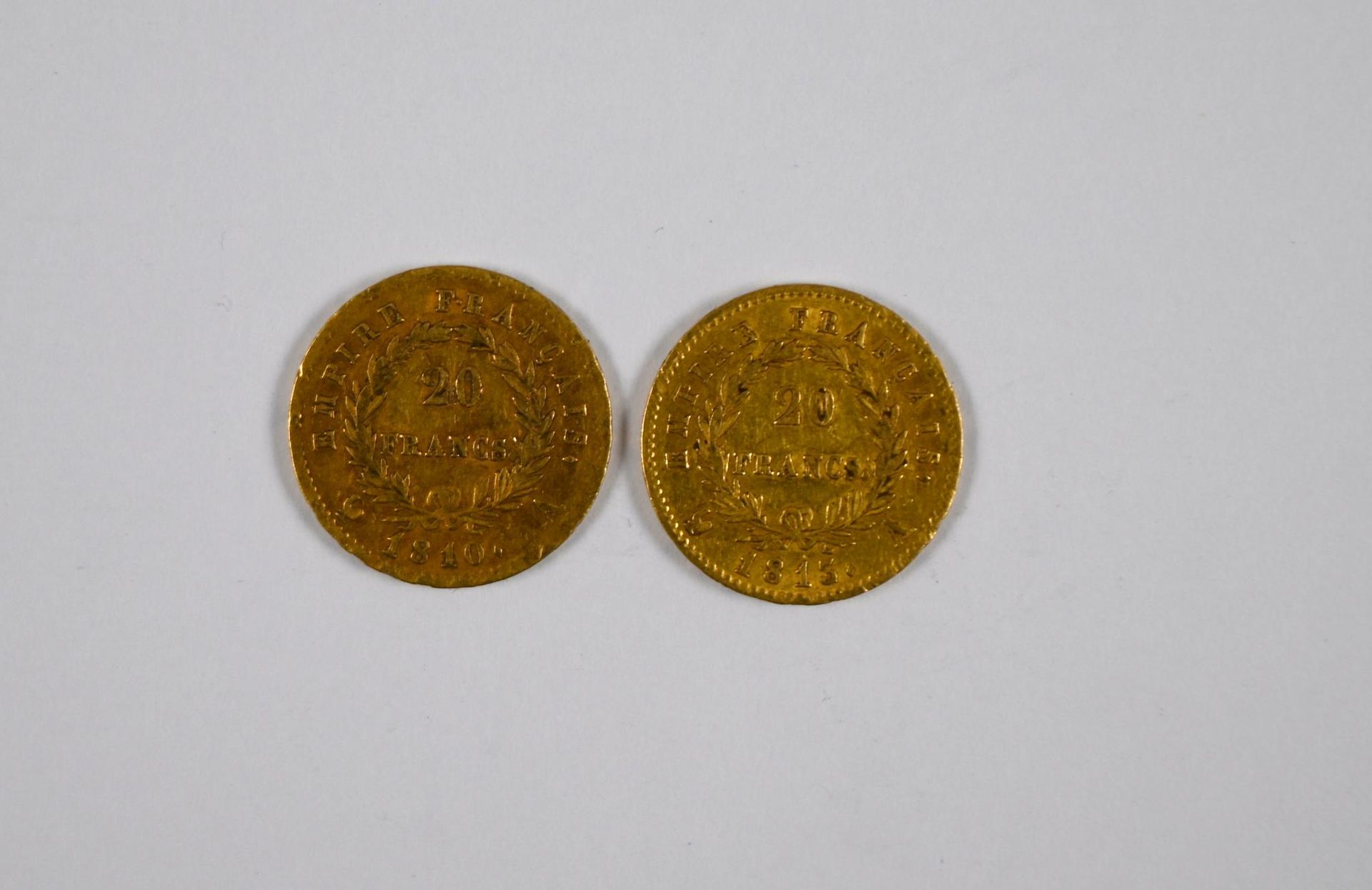 Null Lot de (x2) pièces de 20FF or Napoléon I Empereur, 1810 et 1813 - FRAIS RED&hellip;