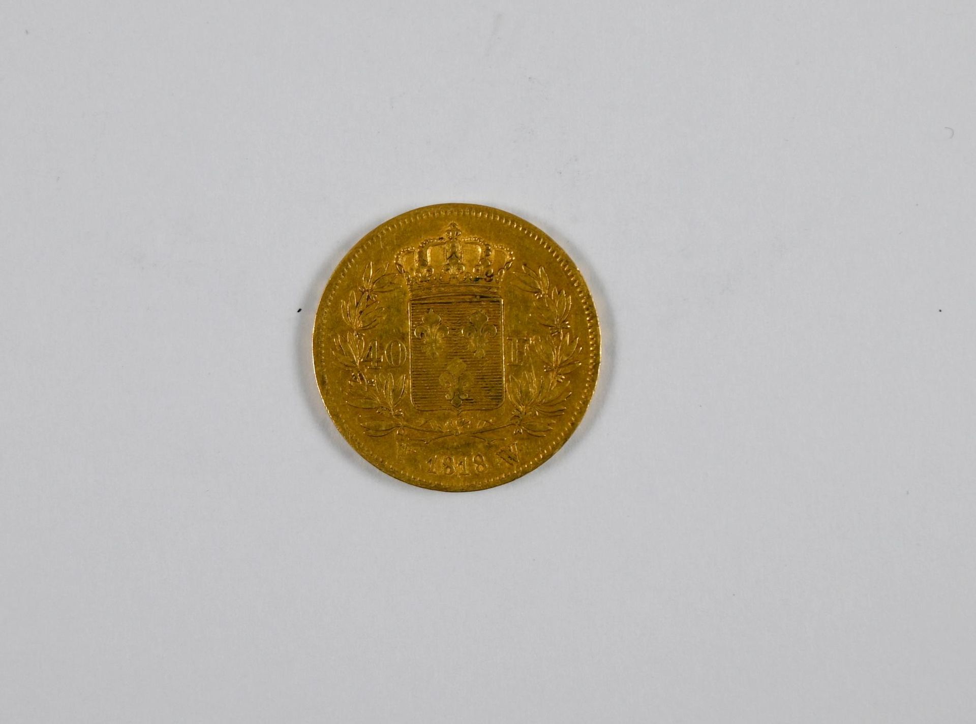 Null (x1) Moneda de oro de 40FF con el perfil del rey Luis XVIII, 1818 - CARGOS &hellip;