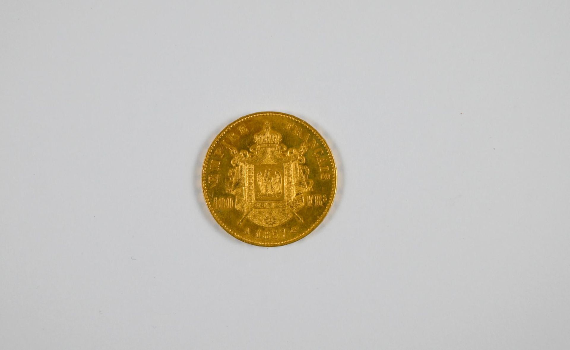 Null (x1) 100 法郎金币，拿破仑三世光头，1857 年 - 税率降至 13.5% (不含增值税)