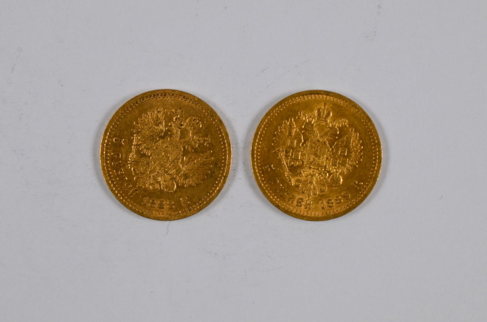 Null Lot de (x2) pièces de 20 Roubles Russes or, au profil du Tsar Alexandre II,&hellip;