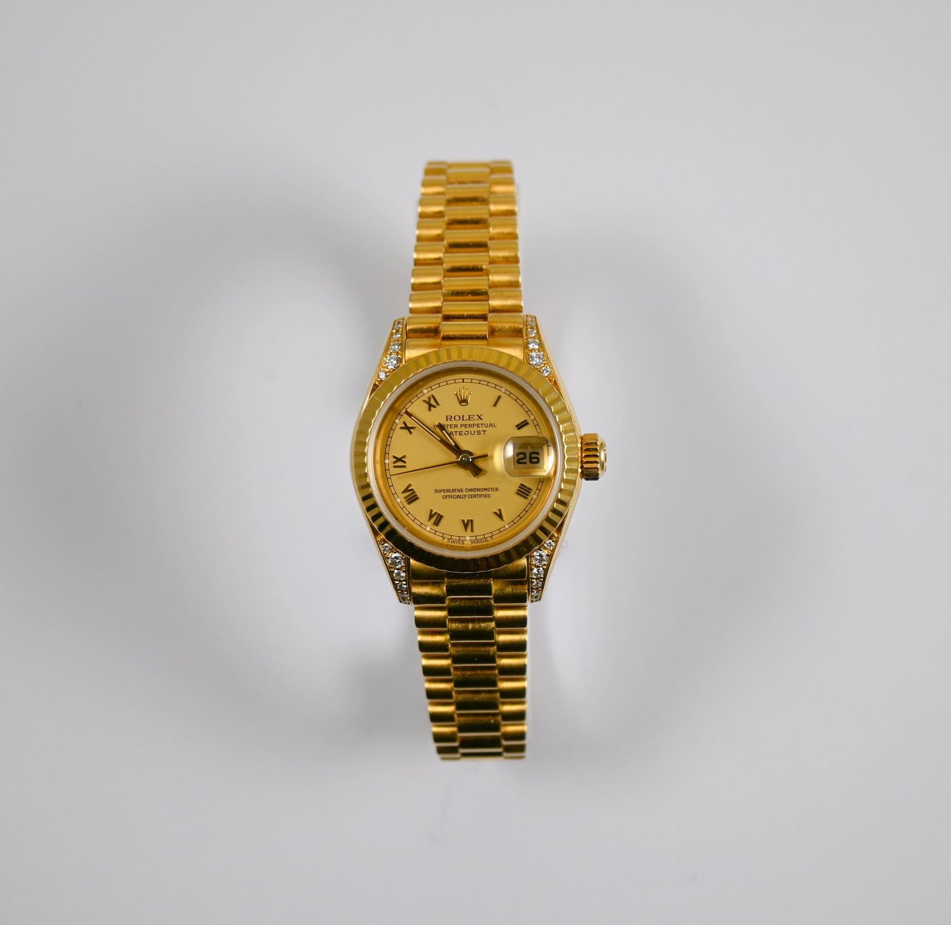 Null Rolex Oyster Perpetual Datejust, ladies' watch in 18-carat yellow gold, rou&hellip;