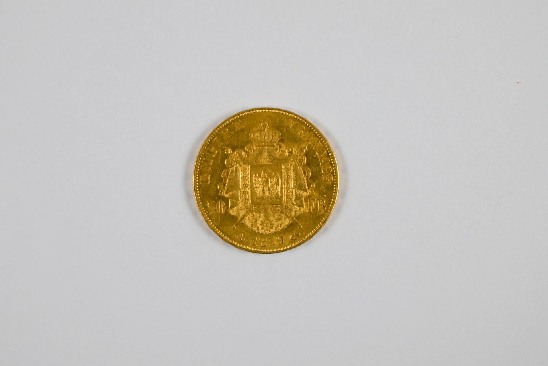 Null (x1) 50FF 拿破仑三世金币，光头，1859 年 - 税率降至 13.5% (不含增值税)