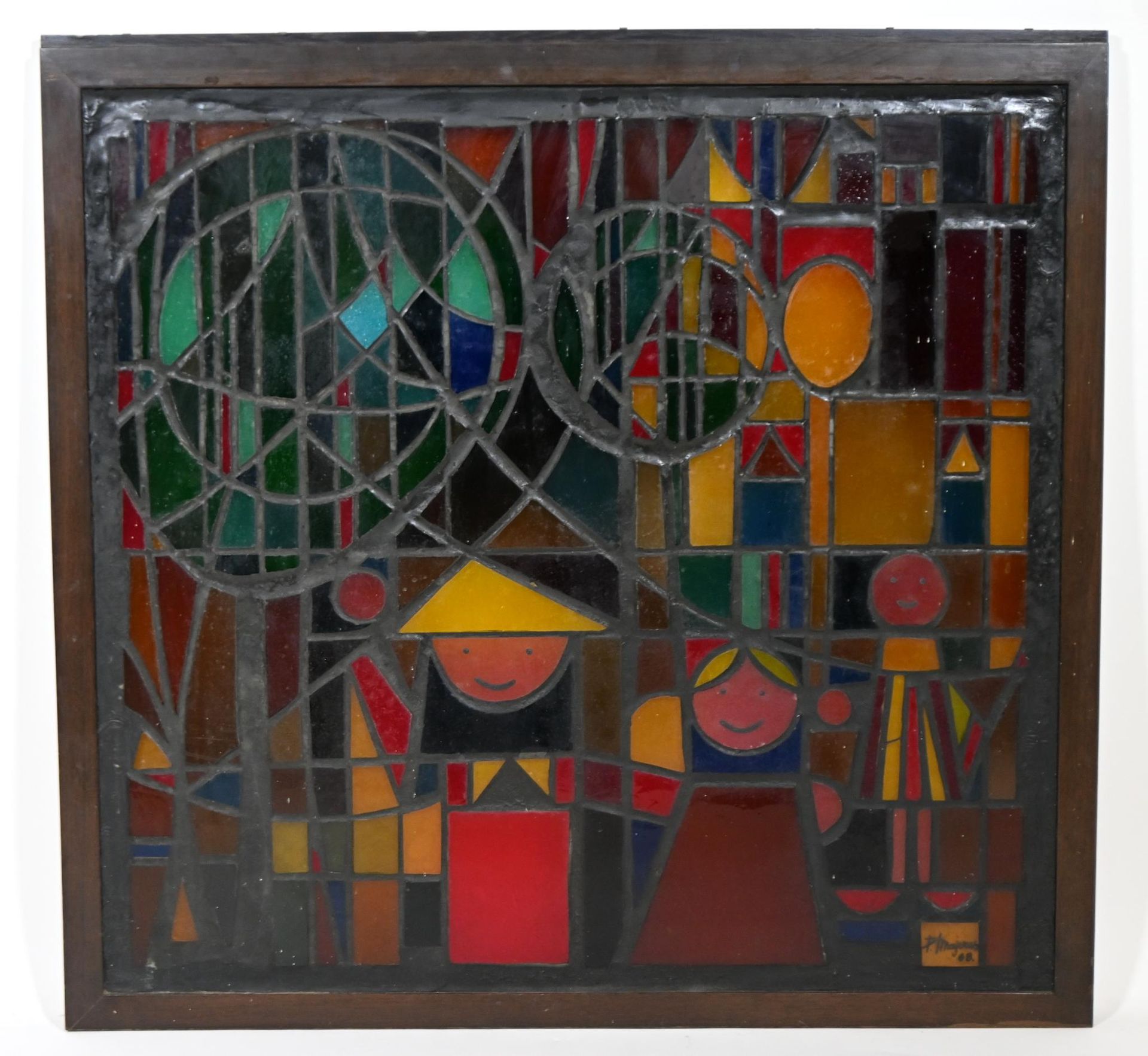 Null Pierre Majerus (1941-1994) vitrail figurant une composition abstraite, sbd &hellip;