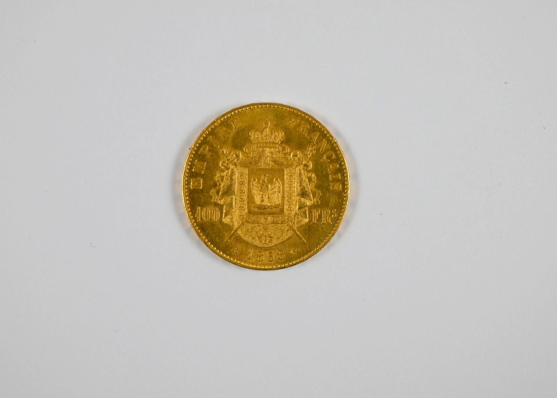 Null (x1) 100 法郎金币，拿破仑三世光头，1858 年 - 税率降至 13.5% (不含增值税)