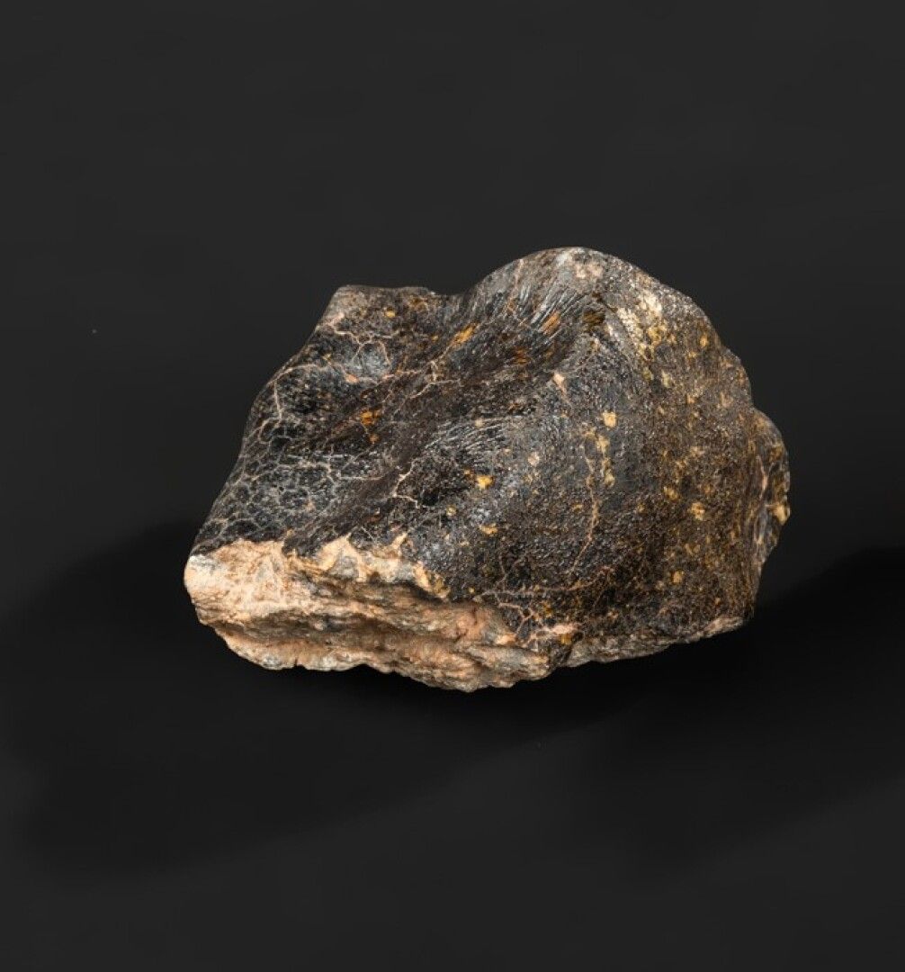 Null Eucrite-type meteorite covered with a bright fusion crust on the main face &hellip;