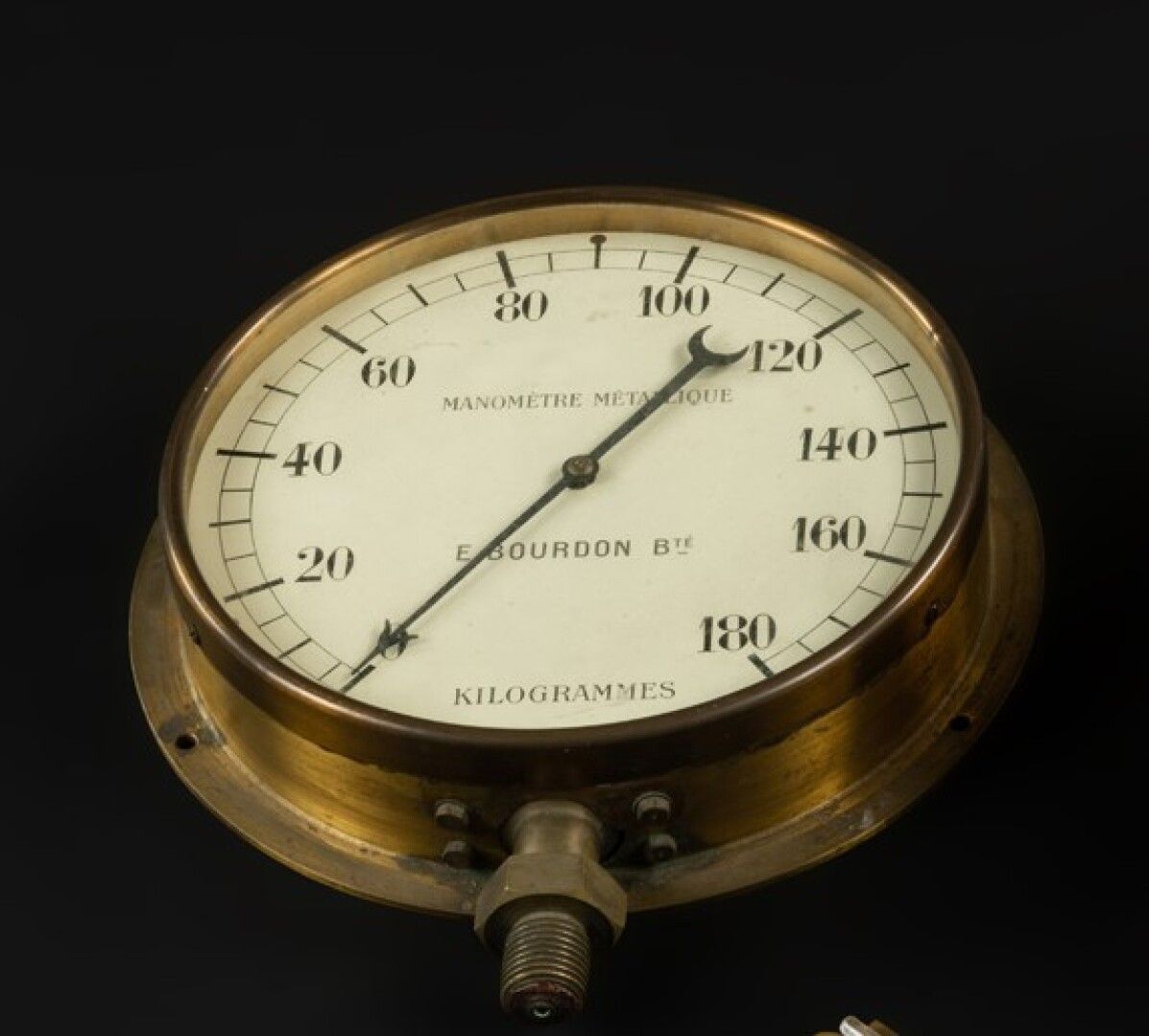 Null Großes Bourbon-Paris-Manometer von 0 bis 180 Kilogramm und 55 cm Durchmesse&hellip;