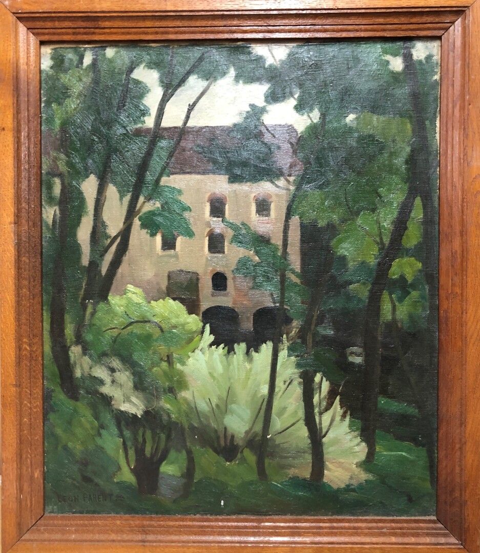 Léon PARENT (1869-1943) 
Paysage au Moulin 
Huile sur toile marouflée sur pannea&hellip;
