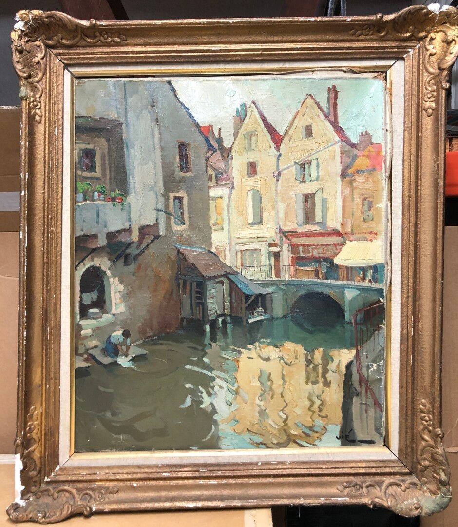 Null 加布里埃尔-维埃(1888-1973)

城市中的洗衣房

布面油画，右下角有签名

55 x 45厘米