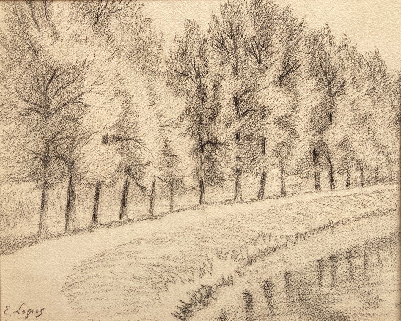 Null E.LEGROS

(1900年左右活跃)

卡斯特尔诺（Castelnaud）桥的景观

黑色铅笔

23,5 x 24,5 cm

位于底部的

&hellip;