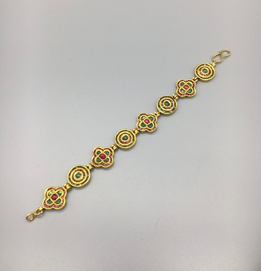 Null Bracelet en or jaune 18K 750, articulé, composé d'élément de forme ronde et&hellip;