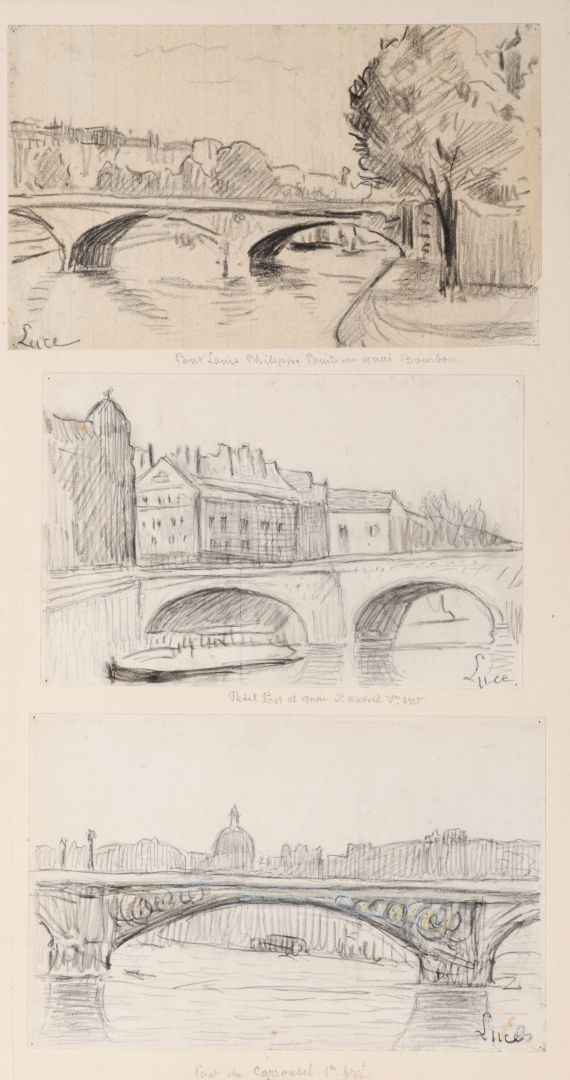 Null 约1900年的法国学校

巴黎的路易-菲利普桥

小桥和圣米歇尔码头

卡鲁塞尔桥

黑色铅笔

在同一个支架上的三幅画

每个10 x 16厘米

&hellip;