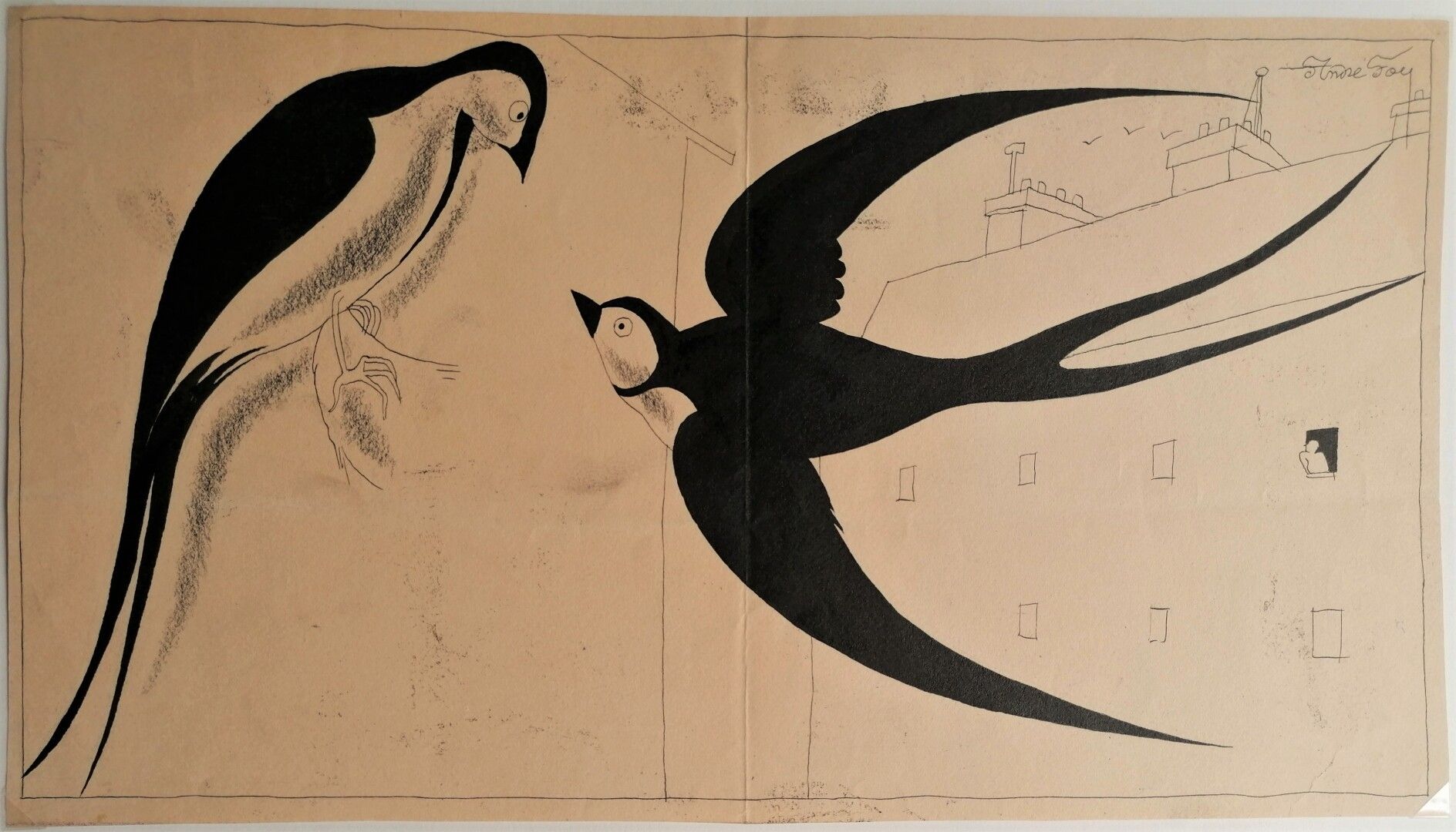Null 安德烈-吕西安-莱昂-福伊 (1886-1953)

燕子

右上方有签名的印度墨水

22 x 39厘米（折叠，有轻微污渍
