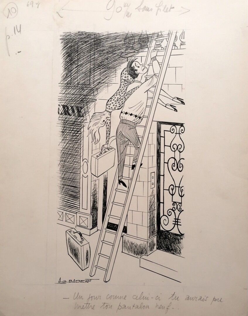 Null 阿尔贝-乔治-巴德尔(Albert Georges BADERT) (1914-1994)

火灾

印度墨水和水粉画，左下角有签名和标题，背面有 "&hellip;