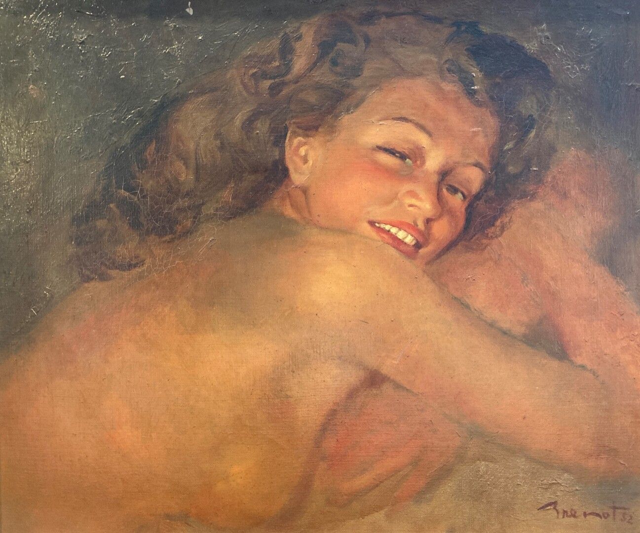 Null 皮埃尔-洛朗-布雷诺（1913-1998

躺着的女人

布面油画，右下角有签名，日期为1952年

45 x 54 厘米