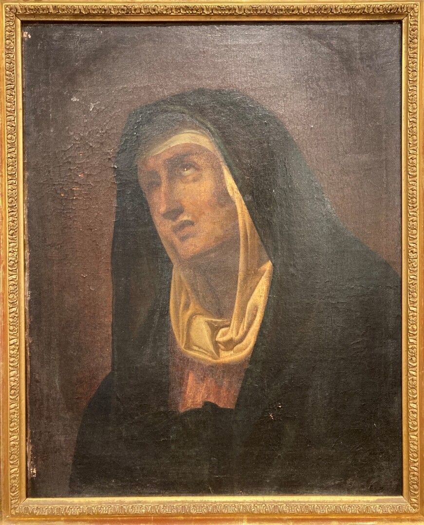 Null 17世纪的学校

圣母或圣特丽莎在沉思中

布面油画，有框架（衬里）。

40 x 31厘米（裂缝）。