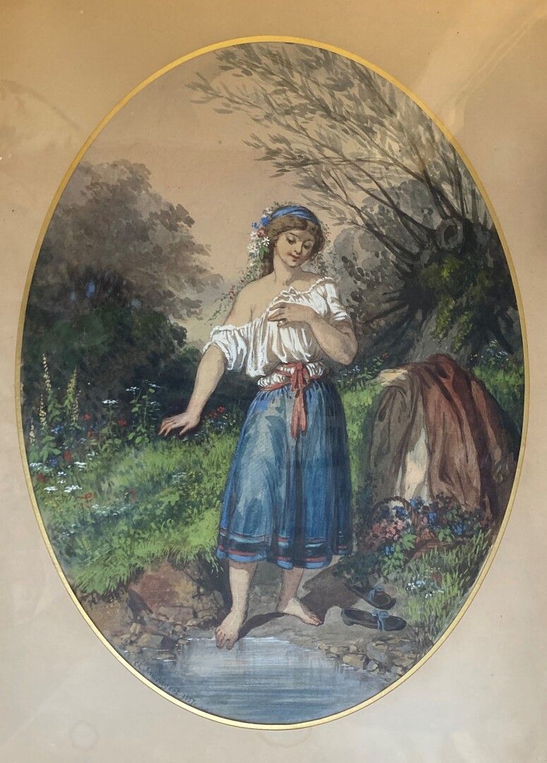 Null 夏尔-泰奥多尔-索维热（Charles Théodore SAUVAGEOT）（巴黎1826年-枫丹白露1883年）。

花园里的一对恋人

河边的年&hellip;