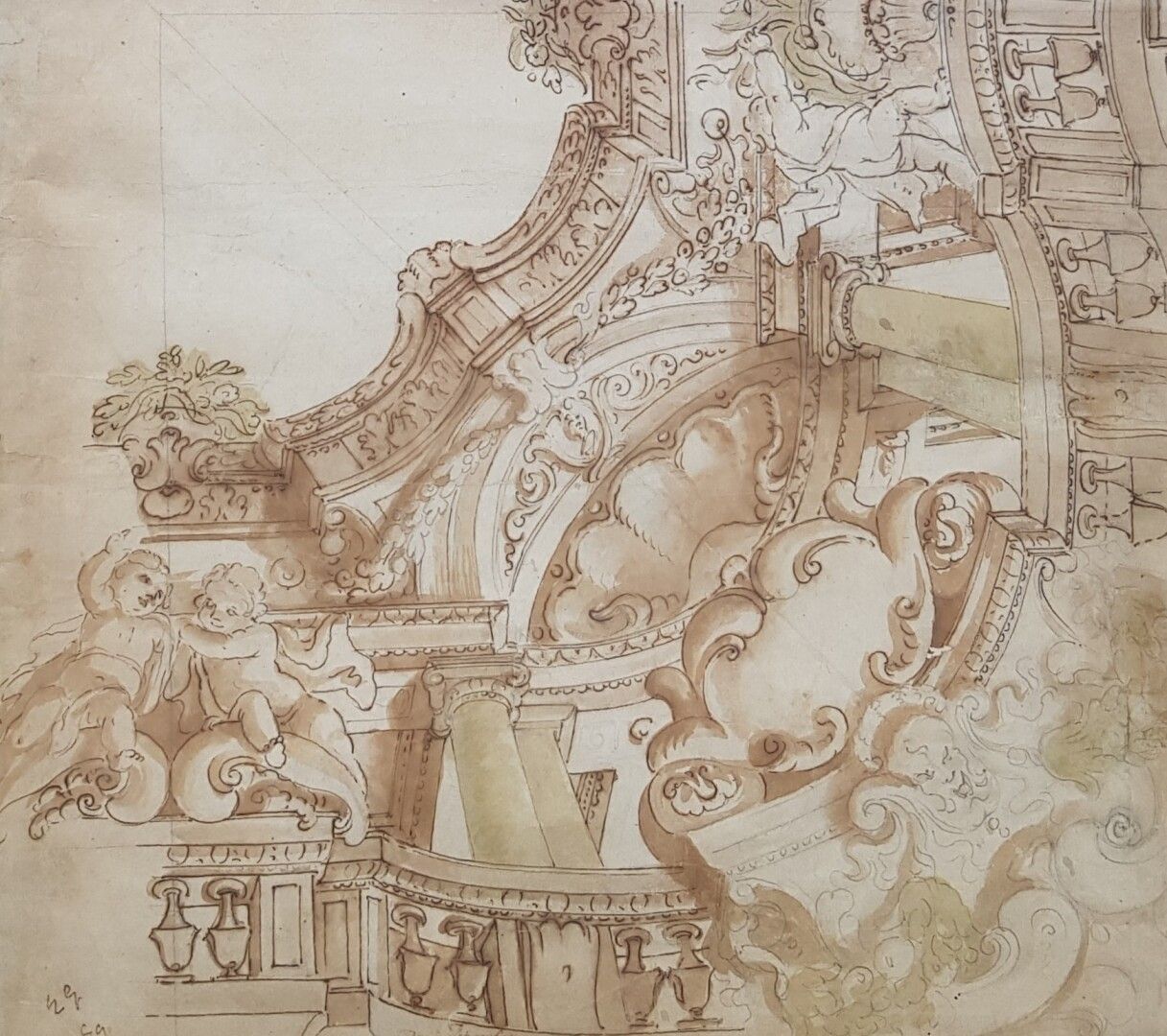 Null Ecole ITALIENNE du XVIIIème siècle

Projet de décor de balustrades et putti&hellip;