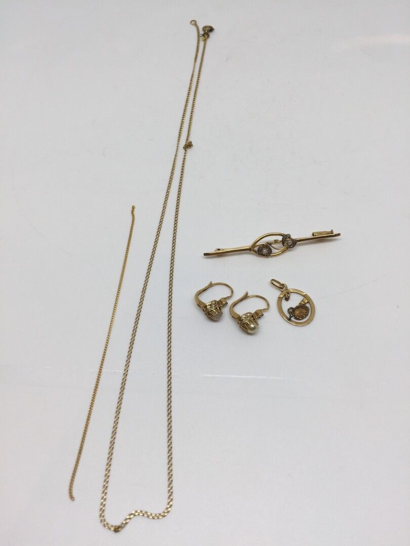 Null Lot de bijoux en or jaune comprenant :

Une paire de boucles oreilles serti&hellip;