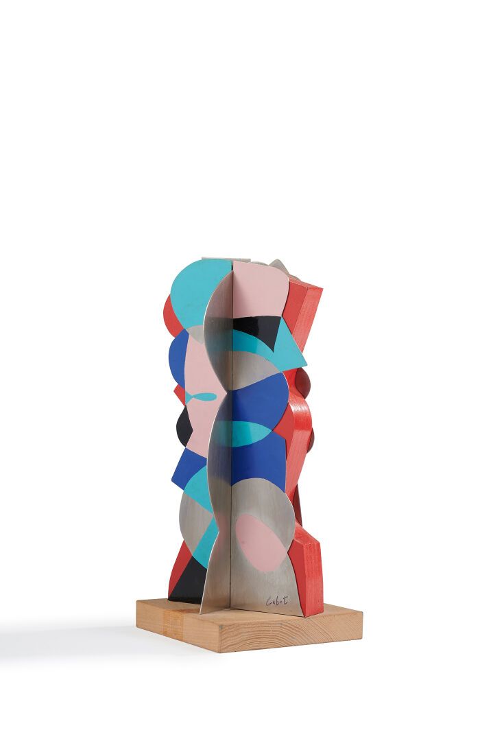 Null 卡博特-罗兰（1929-2020）。

第10号建筑

钢制多色雕塑和涂漆木头（粉色、蓝色、红色）。

约1994年

高26厘米