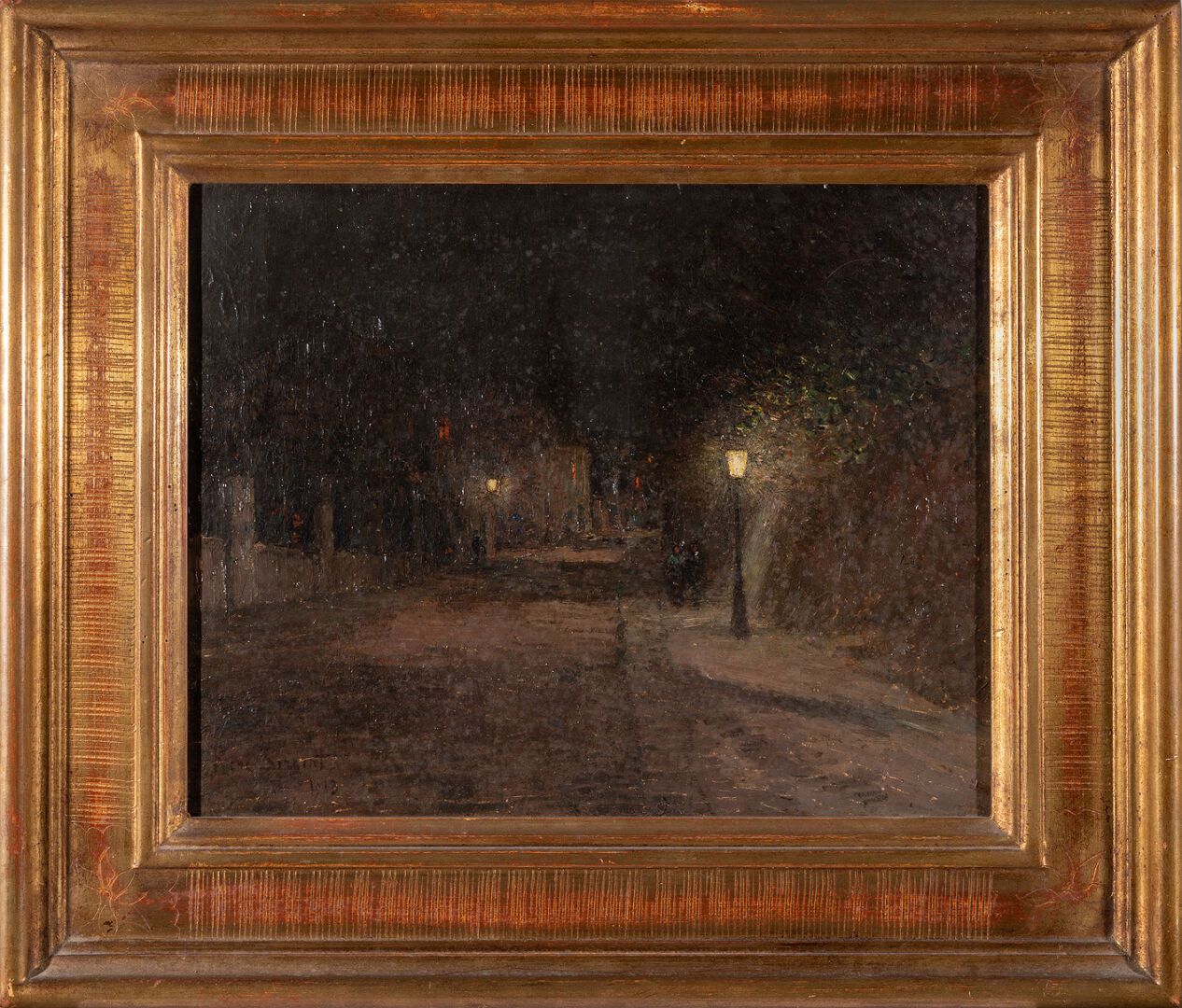 Null 勒内-谢尔盖 (1865-1927)

蒙马特的阿布鲁瓦街的景色。夜间的影响

布面油画，左下角有签名，日期为1913年，背面有会签、位置和日期

4&hellip;